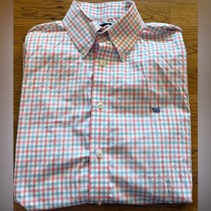 Southern Marsh Nashville Gingham Dress Shirt, Peach/White/Green/Purple, Size L